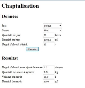 Calcul de chaptalisation